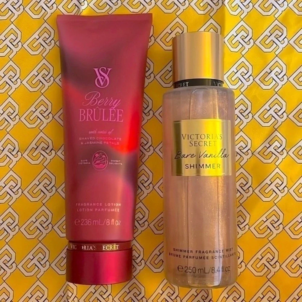 Brand New Victoria's Secret Bare Vanilla Shimmer Body Spray Berry Brulee Lotion